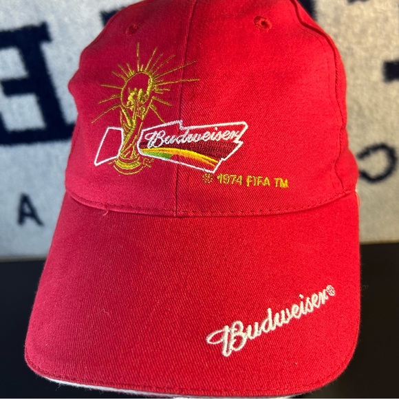 Budweiser 2010 FIFA World Cup Strapback Red Baseball Cap Hat Embroidered Logo - Picture 2 of 8